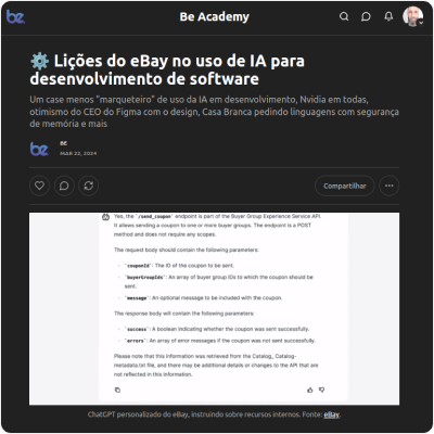 Boletim na Substack “Be Academy”, 22/03/2024